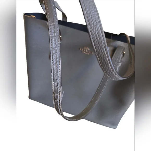 Coach Mollie Leather Tote Gray With Red Interior - Picture 8 of 16